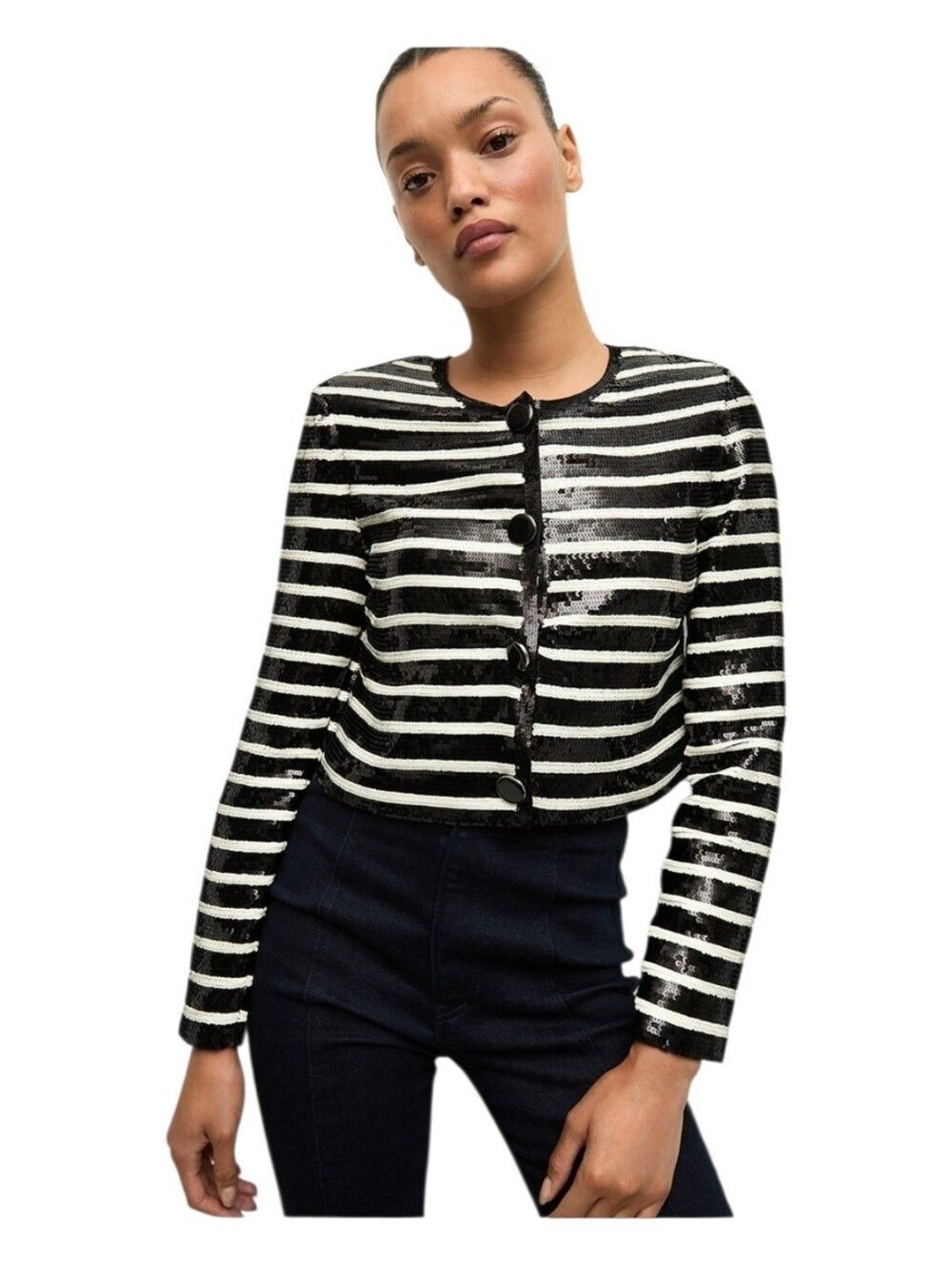 Veronica Beard Mickey Sequin Stripe Stretch Cotton Jacket Size 8